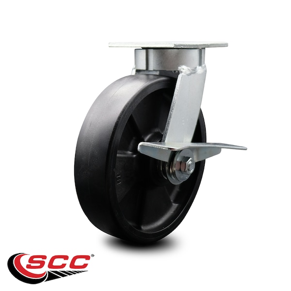 8 Inch Kingpinless Glass Filled Nylon Wheel Swivel Caster with Brake SCC